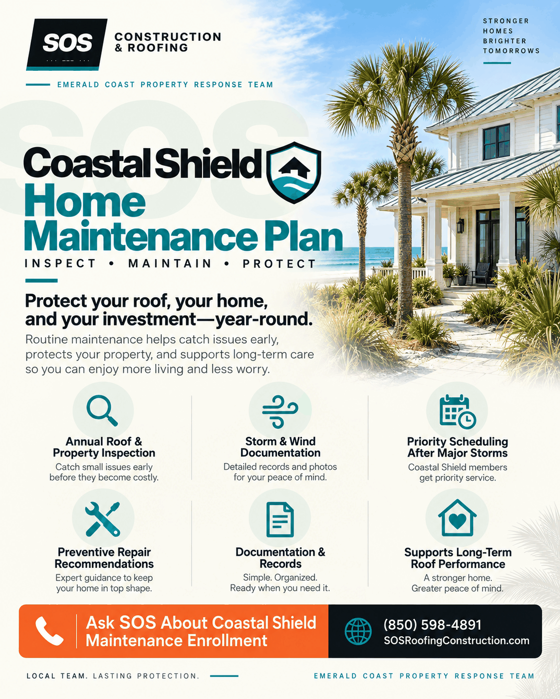 See the Home Maintenance Plan flyer from SOS Construction and Roofing